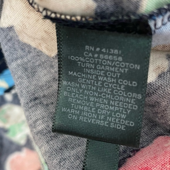 Lauren Ralph Lauren Navy Blue Floral Long Sleeve Blouse Top Size Large - Picture 13 of 13